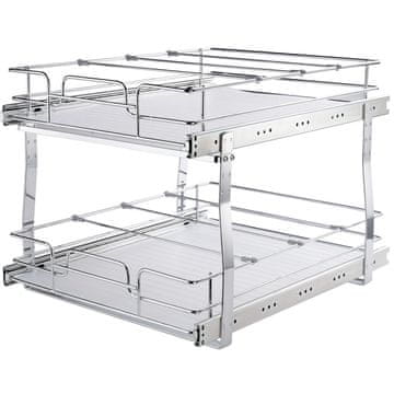 VEVOR Organizator omare z 2 nivojema, izvlečni, 21.5x22.5x19 cm, srebrne barve