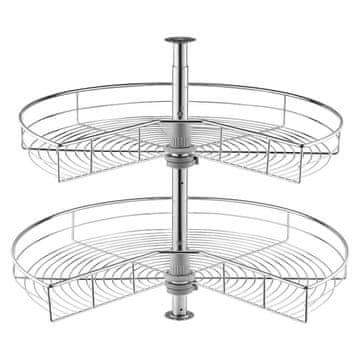 VEVOR Kotni organizator v obliki ledvice, 2 nivoja, vrtljiv za 360 stopinj, 71x61x74 cm, srebrn