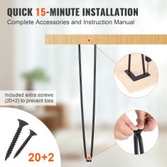 VEVOR Noge za pohištvo Hairpin 71.1 cm kovina črna