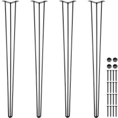 VEVOR Noge za mizo Hairpin 101.6 cm Črne Komplet 4 Kos Težka izvedba