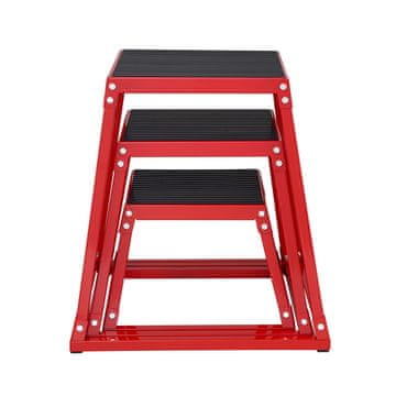 VEVOR Komplet pliometričnih skakalnih škatel 44.5x44.5x30.5 cm 51.3x51.3x45.8 cm 57.5x57.5x60.9 cm Rdeča