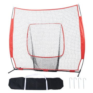 VEVOR Mreža za vadbo baseballa in softballa 213.4x213.4 cm Prenosna vadbena mreža Rdeča