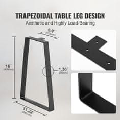 VEVOR Noge za mizo trapezne jeklene 40.6x17.5x28.5 cm črne barve