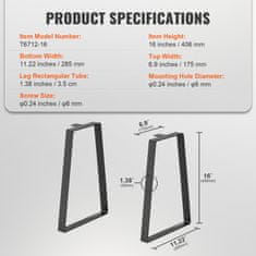 VEVOR Noge za mizo trapezne jeklene 40.6x17.5x28.5 cm črne barve