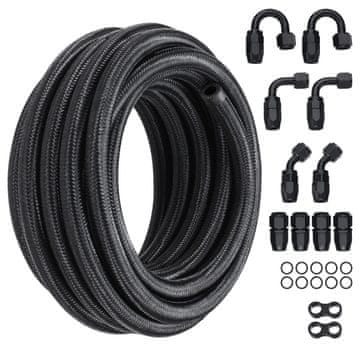 VEVOR Komplet za gorivno cev 6AN 20 ft 0.55x0.55x6096 mm črna
