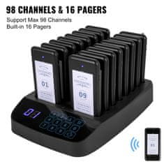 VEVOR Sistem za restavracijske pagere 16 kozarcev pagerjev 23.5x15.8x3.6 cm zaslon na dotik