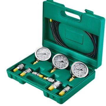 VEVOR Komplet za testiranje hidravličnega tlaka s 3 merilniki, 6 priključki, 3 cevmi 285x210x705 mm