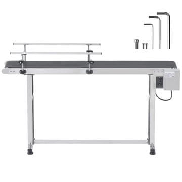 VEVOR Pasovni transporter z dvojno ograjo 1495x360x912 mm Nastavljiva hitrost