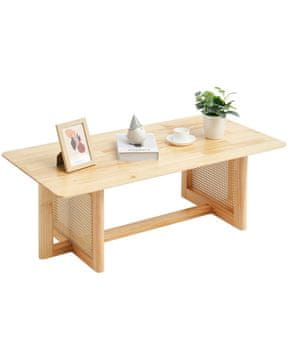 VEVOR Kavni mizica pravokotna, pleten ratan, 1200x600x400 mm, rjava