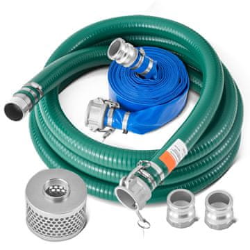 VEVOR Komplet sesalne cevi 51 mm x 15.2 m, povratna cev 6.1 m, sesalna cev zelena in modra