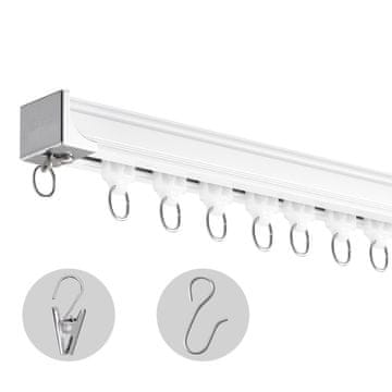 VEVOR Stropna tirnica za zaveso, 3610x68x46 mm, bela