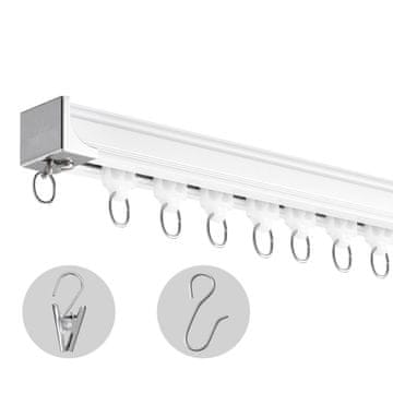 VEVOR Stropna tirnica za zaveso komplet 5410x68x46 mm bela