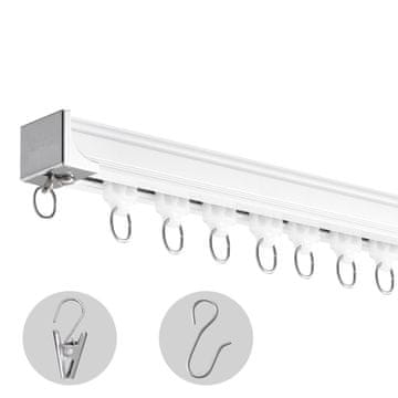 VEVOR Stropna tirnica za zaveso komplet 2710x68x46 mm bela