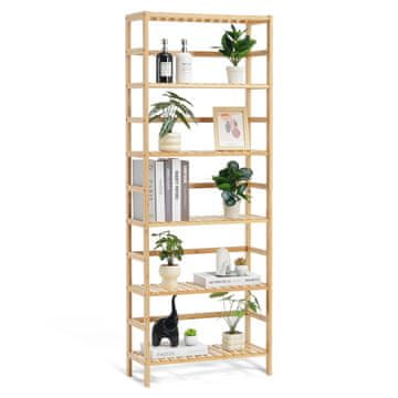 VEVOR Knjižna polica 6-nadstropna bambusova polica 60x26x161 cm naravna