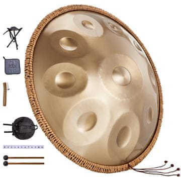 VEVOR Handpan boben 55.9x55.9x25 cm 10 tonov D mol Zlata