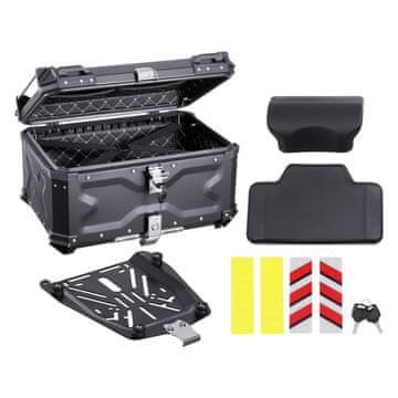 VEVOR Motoristični zgornji kovček 65L 58.8x44.4x34.8 cm Črn