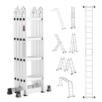 VEVOR Zložljiva lestev 7-v-1 teleskopska raztegljiva 1560x608x2215 mm nastavljiva