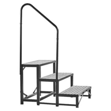 VEVOR RV stopnice 3 stopnice z ograjo 71.5x78x131 cm 300 kg črne barve