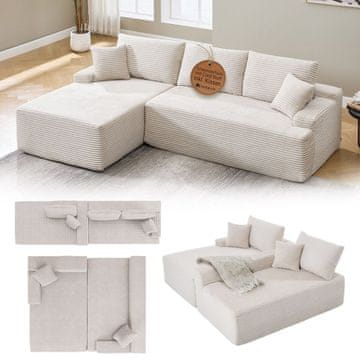 Homestar Sofa Coredo z levo otomansko, bež