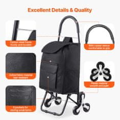 VEVOR Nakupovalni voziček za stopnice 36L 34x20x53 cm Črn