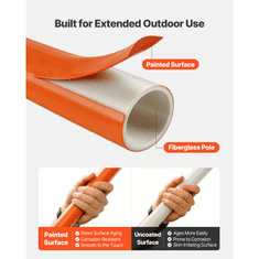 VEVOR Ročni žaga za veje, raztegljiva 2.2-8.2 m, jeklen rezilo, ročaj iz steklenih vlaken
