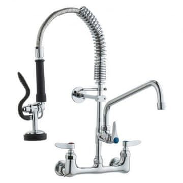 VEVOR Kuhinjska pipa s pršilcem za predpranje, višina 53.3 cm, dolžina iztoka 30.5 cm, stenska montaža, medenina