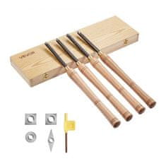 VEVOR Komplet orodij za struženje lesa 4-delni 510x163x47 mm, ročaj iz lesa