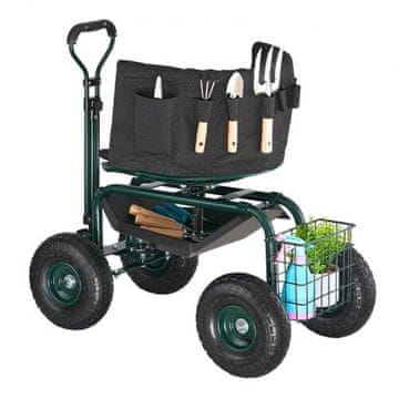 VEVOR Vrtni stol z wheels, višinsko nastavljiv, 360-stopinjski vrtljiv sedež, 81x48x69 cm, zelen