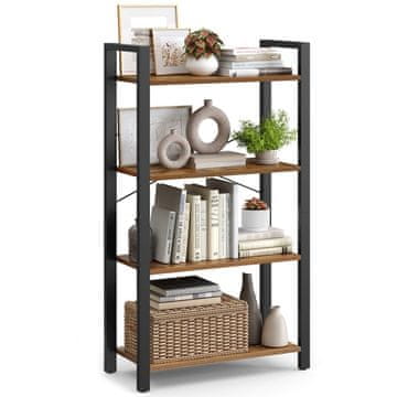 Songmics Knjižna polica z lestvijo 66x30x120 cm rjava