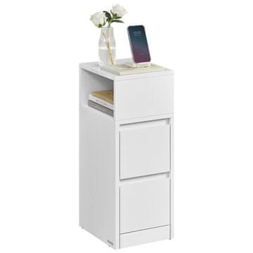 Songmics Nočna omarica z 2 predaloma, 30x25x65 cm, bela
