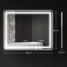 Homestar Kopalniško ogledalo LED Bluetooth 100x80x3,5 cm srebrno