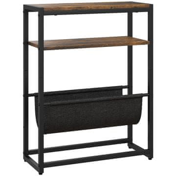 Homestar Stranska miza s 3 policami in V-obliki držala za revije 43x18x56 cm rjava