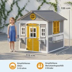 Homestar Lesena igralnica z vrati, 6 okni, 2 cvetličnima koritoma, 2 stojaloma, 114x126,4x135 cm, siva