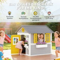 Homestar Lesena igralnica z vrati, 6 okni, 2 cvetličnima koritoma, 2 stojaloma, 114x126,4x135 cm, siva