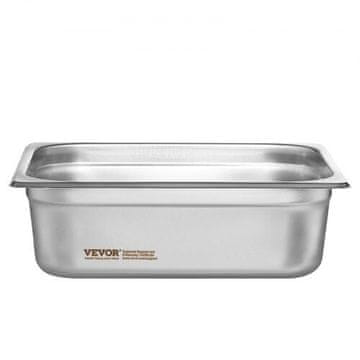 VEVOR Parnikova posoda 1/2 velikost, proti zatikanju, s pokrovom, 32.6x26.6x10.2 cm, srebrna