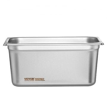 VEVOR Parnikova posoda 1/3 velikosti z pokrovom 32.8x17.8x14.8 cm srebrna