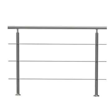VEVOR Ograja z 3 prečkami 150x10.4x106 cm srebrna