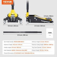 VEVOR Talni dvigalka nizkoprofilna hidravlična dirkaška 540x255x1100 mm rumena