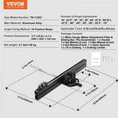 VEVOR Natančen nastavljiv kotni vodilo 19x9.5 mm 61 cm aluminij za krožno žago