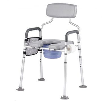 VEVOR Nočna stolica z vedrom 575x660x970 mm nastavljiva višina siva