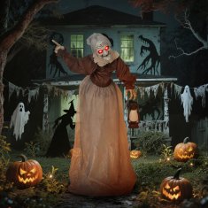 Homestar Halloween dekoracija čarovnica z LED lučmi in zvokom 90x25x150 cm rjava