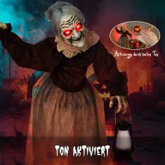 Homestar Halloween dekoracija čarovnica z LED lučmi in zvokom 90x25x150 cm rjava