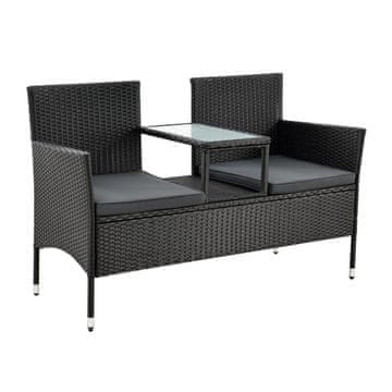 Homestar Vrtna garnitura Monaco, klop 133x63x84 cm, črna, temno siva