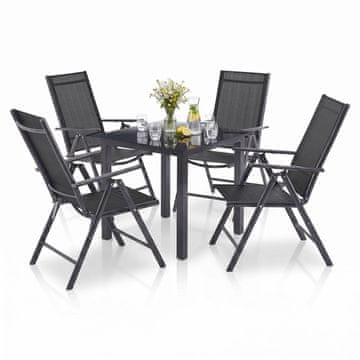 Homestar Vrtni komplet pohištva Milano miza 150x90x75 cm 4 stoli temno siva