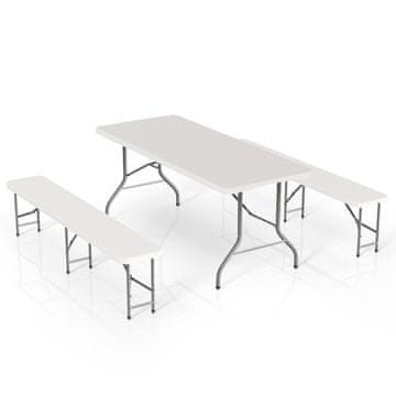 Homestar Pivski set mize 3-delni 180x70x74 cm bela