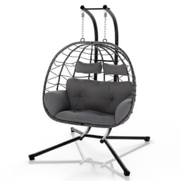 Homestar Viseči stol dvojni Aria 130x127x197 cm siva