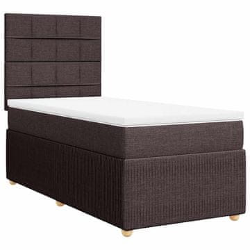 Vidaxl Box spring postelja z vzmetnico temno rjava 80x200 cm blago