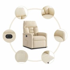 Vidaxl Električni naslanjač krem tkanina