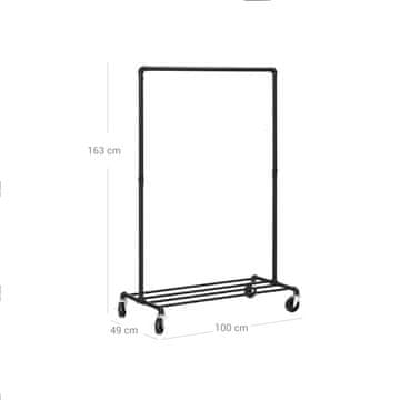 Songmics Obešalnik za oblačila 100x163x49 cm Črn