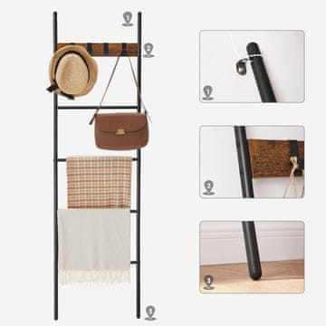 Songmics Lestev za brisače 44x160 cm rjava